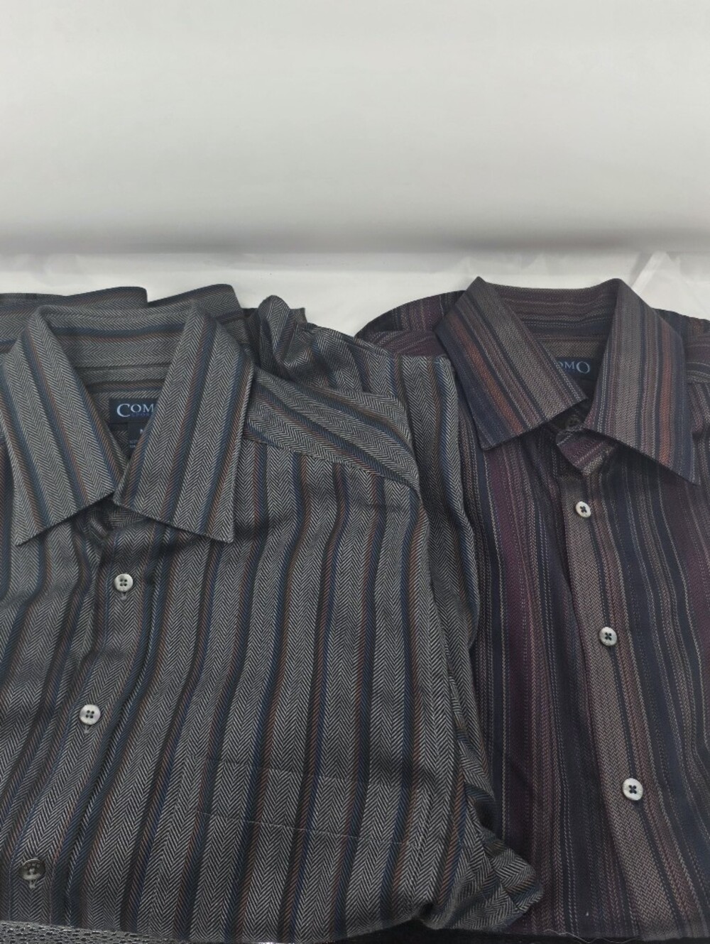 Como Sport Dress Shirt Mens Medium Cotton Long Sleeve Striped ITALY Button lot